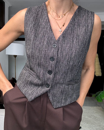 Panciotto velluto marrone-grigio