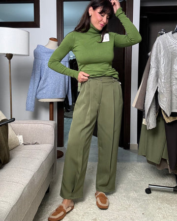 Pantalone cropped verde oliva