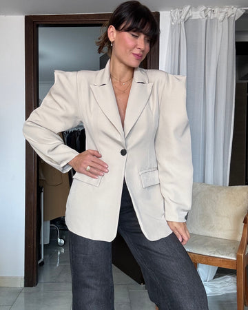 Blazer spallina strutturata beige