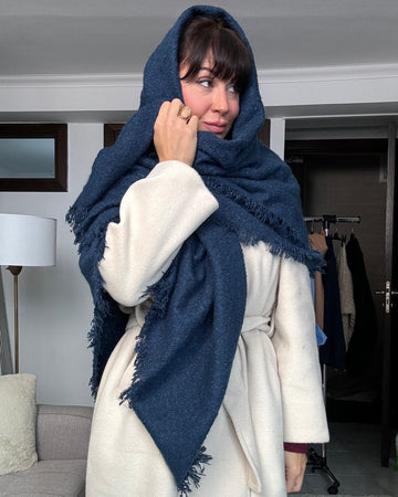 Stola Maxi misto lana Blu classic 140cmx 140cm