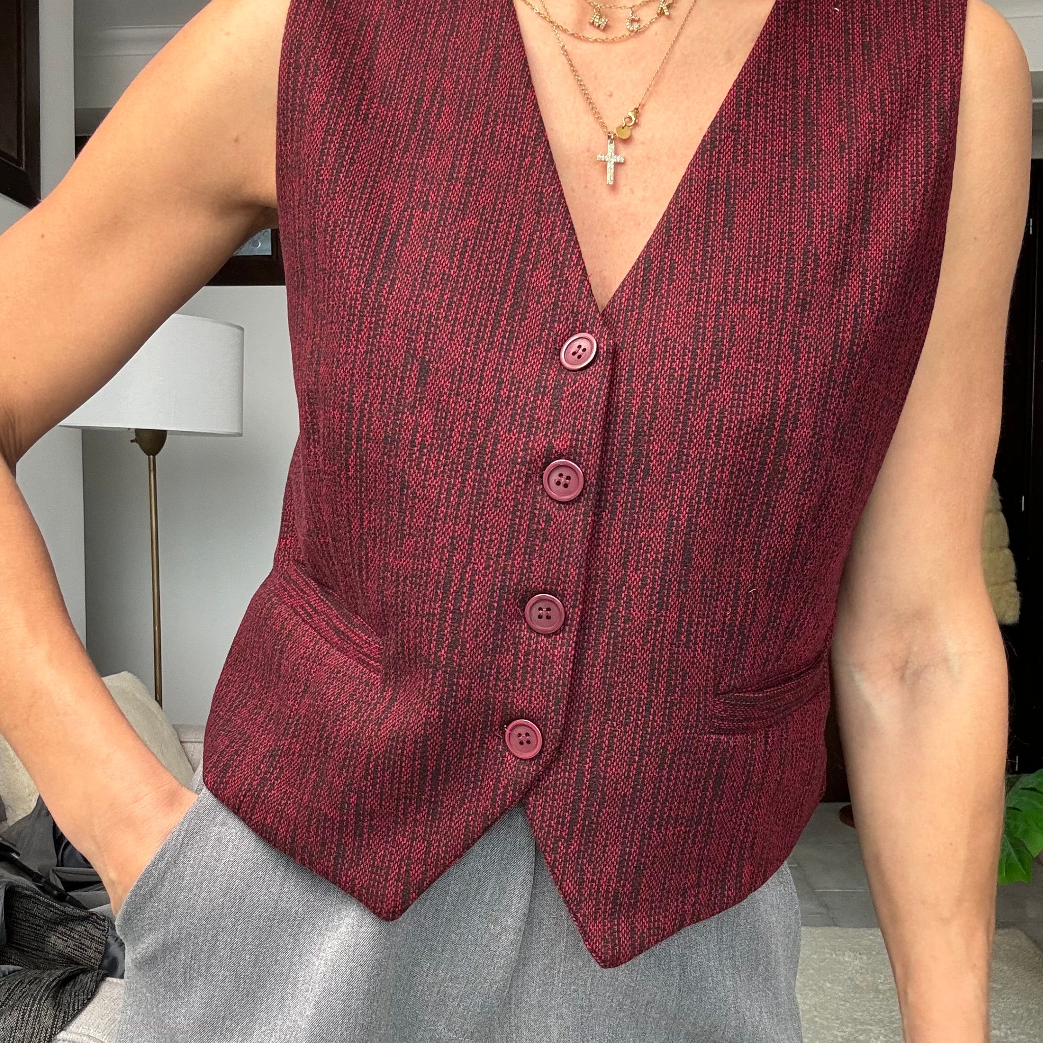 Panciotto velluto borgogna