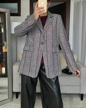 Blazer peso cappotto spigato noir