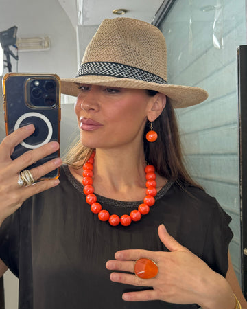 Parure Collana e orecchini orange