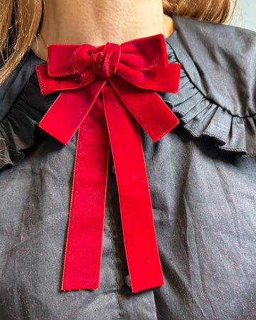 Fiocco spilla velluto bordeaux