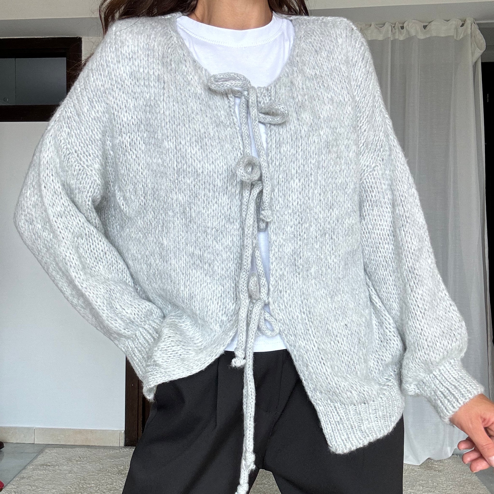 Cardigan lana e viscosa grigio