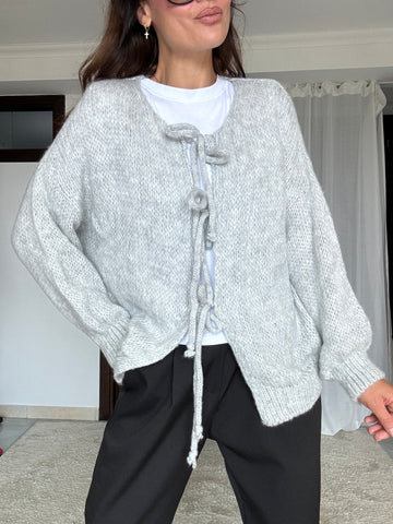 Cardigan lana e viscosa grigio