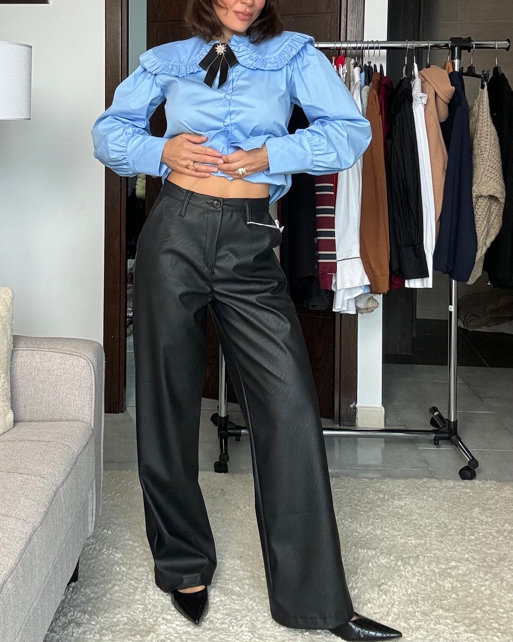 Pantalone Dakota ecopelle leggermente felpato