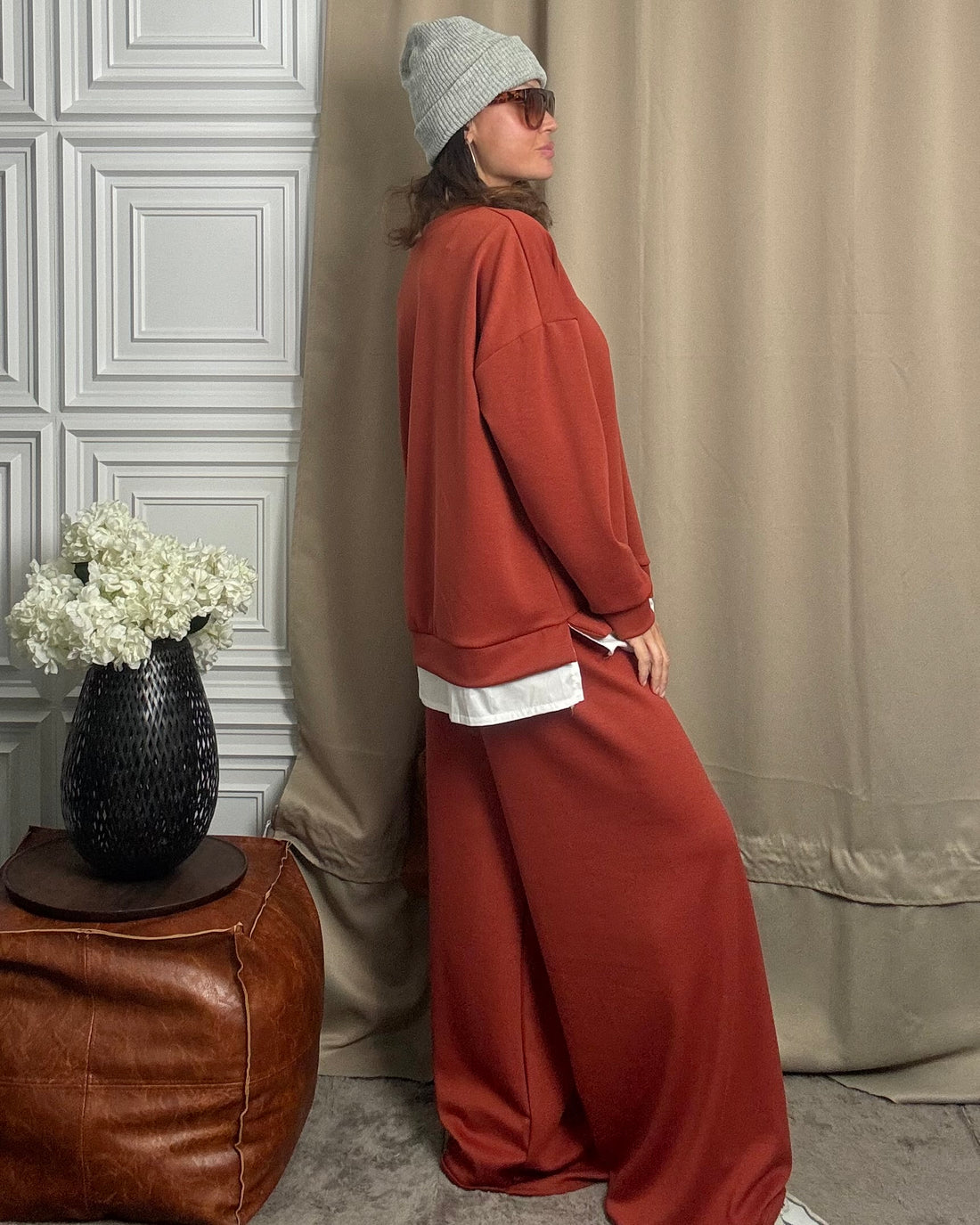 Tuta fit curvy 100% viscosa terracotta