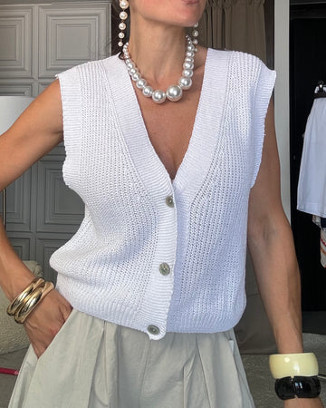 Gilet 100% filo di cotone bianco