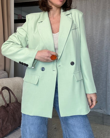 Blazer doppio petto taglio uomo sartoriale menta