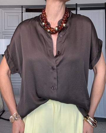 Camicia 100% viscosa satin marrone