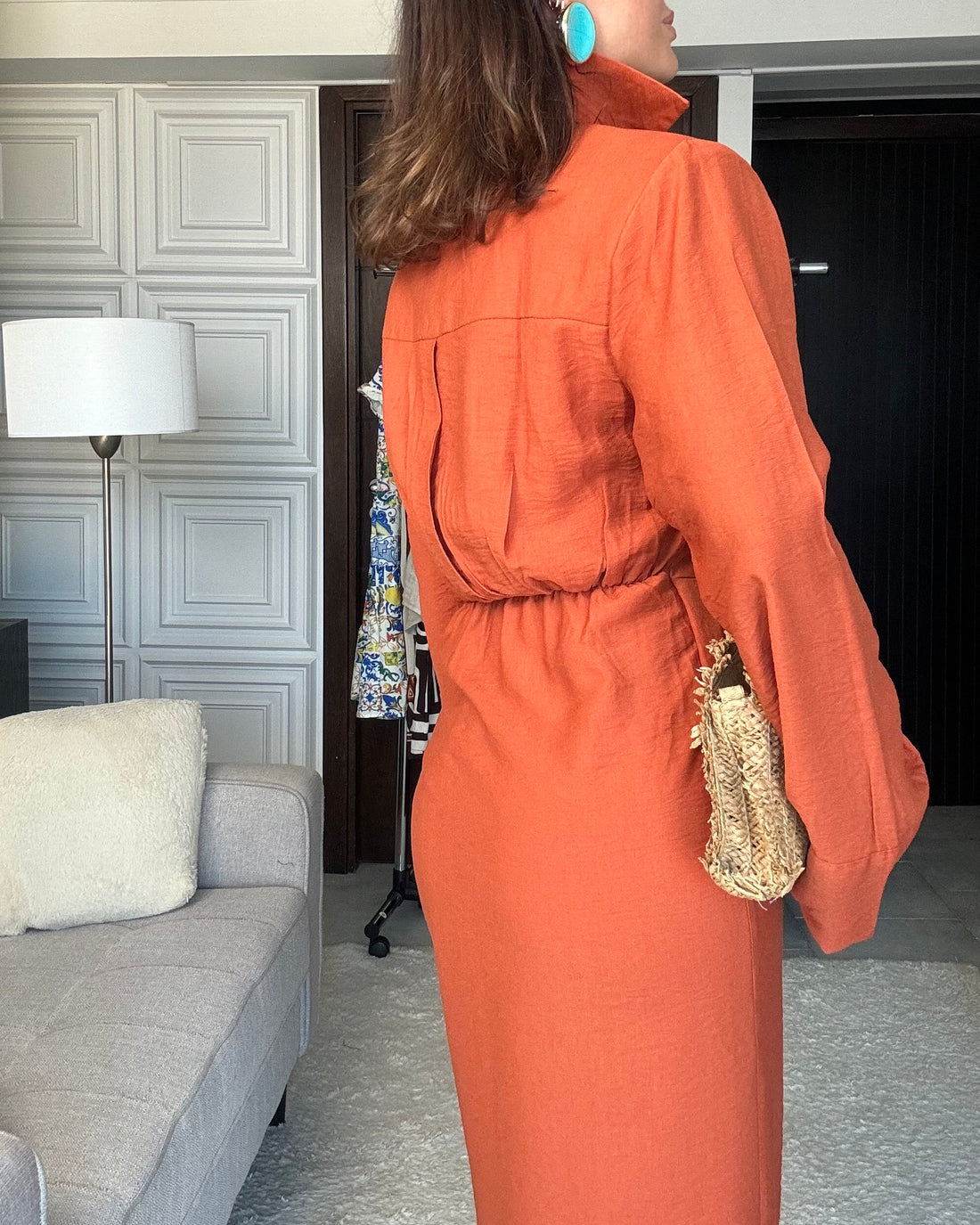 Abito SS80 maxi spallina 100% viscosa terracotta