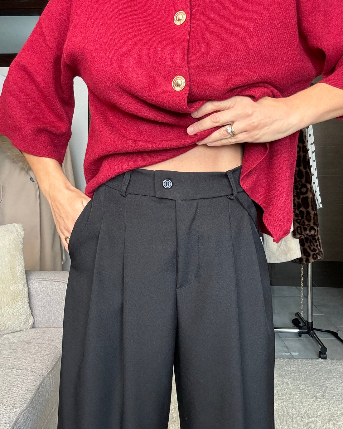 Pantalone classico fit uomo nero