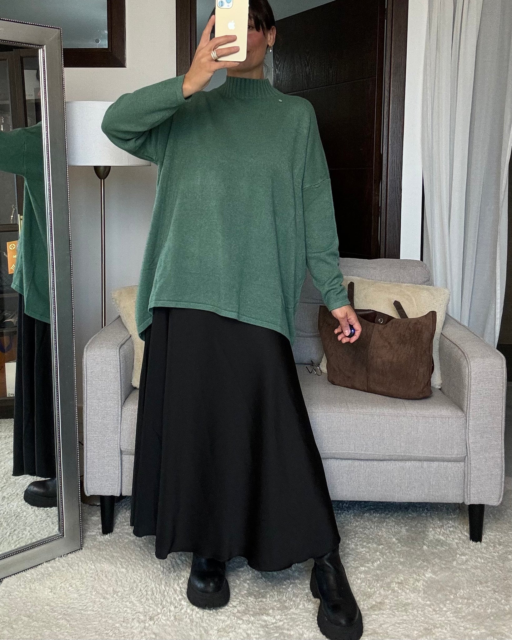 Pullover lungo oversize verde