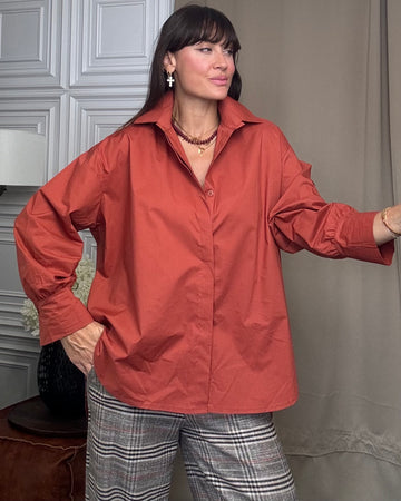 Camicia oversize ruggine  100% cotone