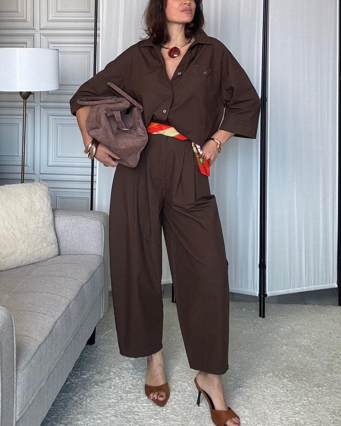 Coordinato set 100% puro cotone cioccolato by Doremi