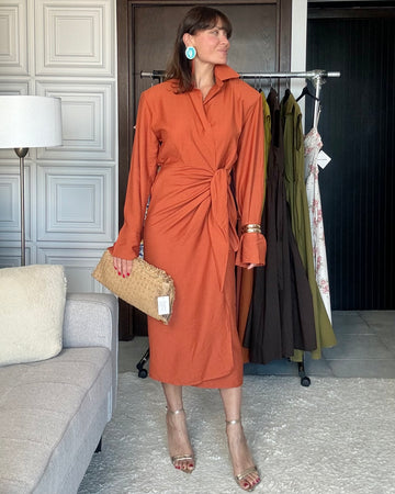 Abito SS80 maxi spallina 100% viscosa terracotta