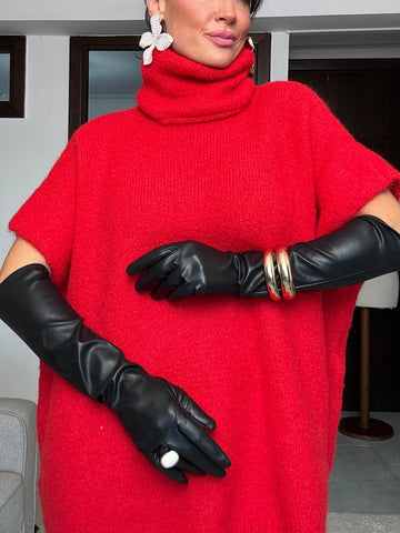 Guanto lungo eco pelle nero