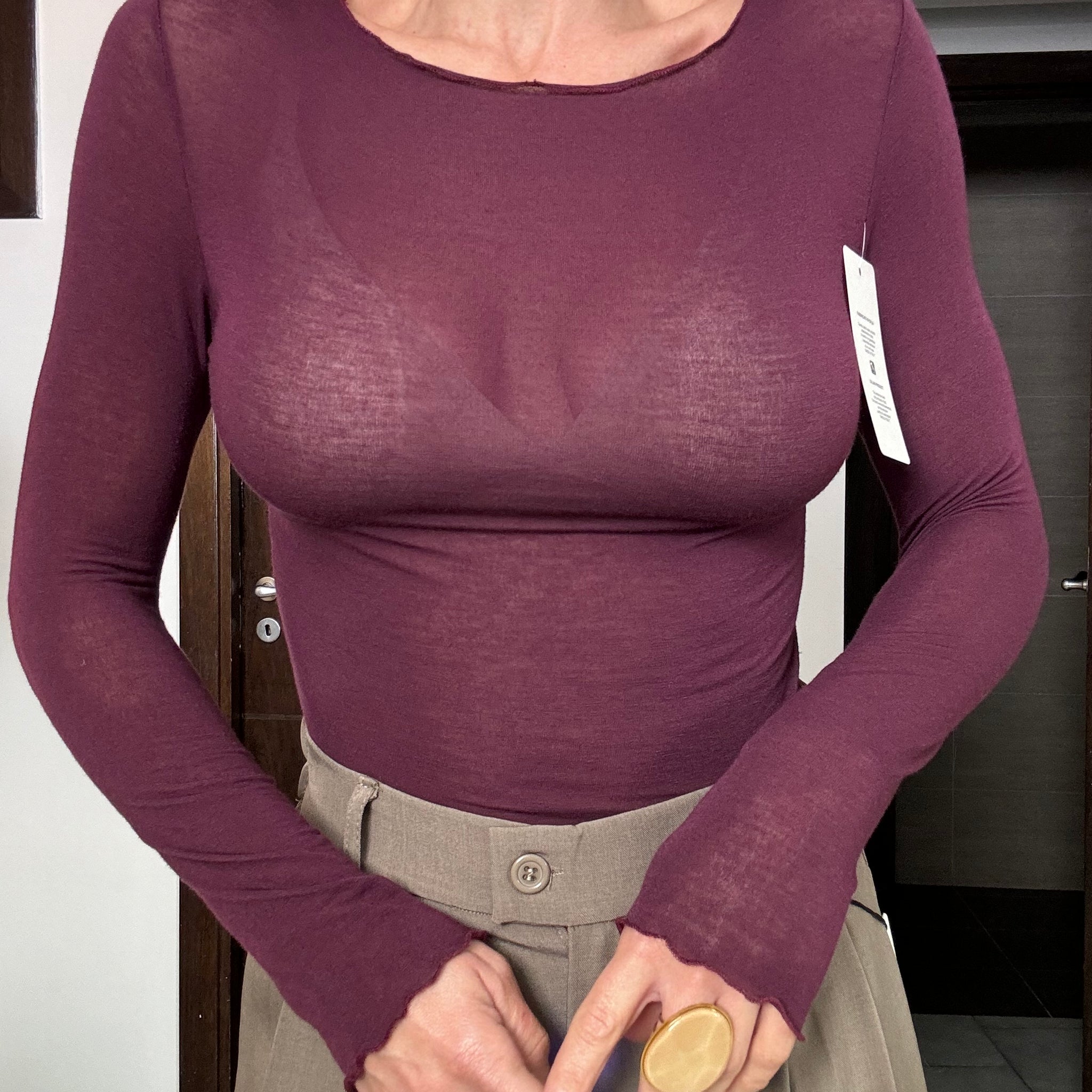 Maglia Kim cachemire bordeaux scollo tondo