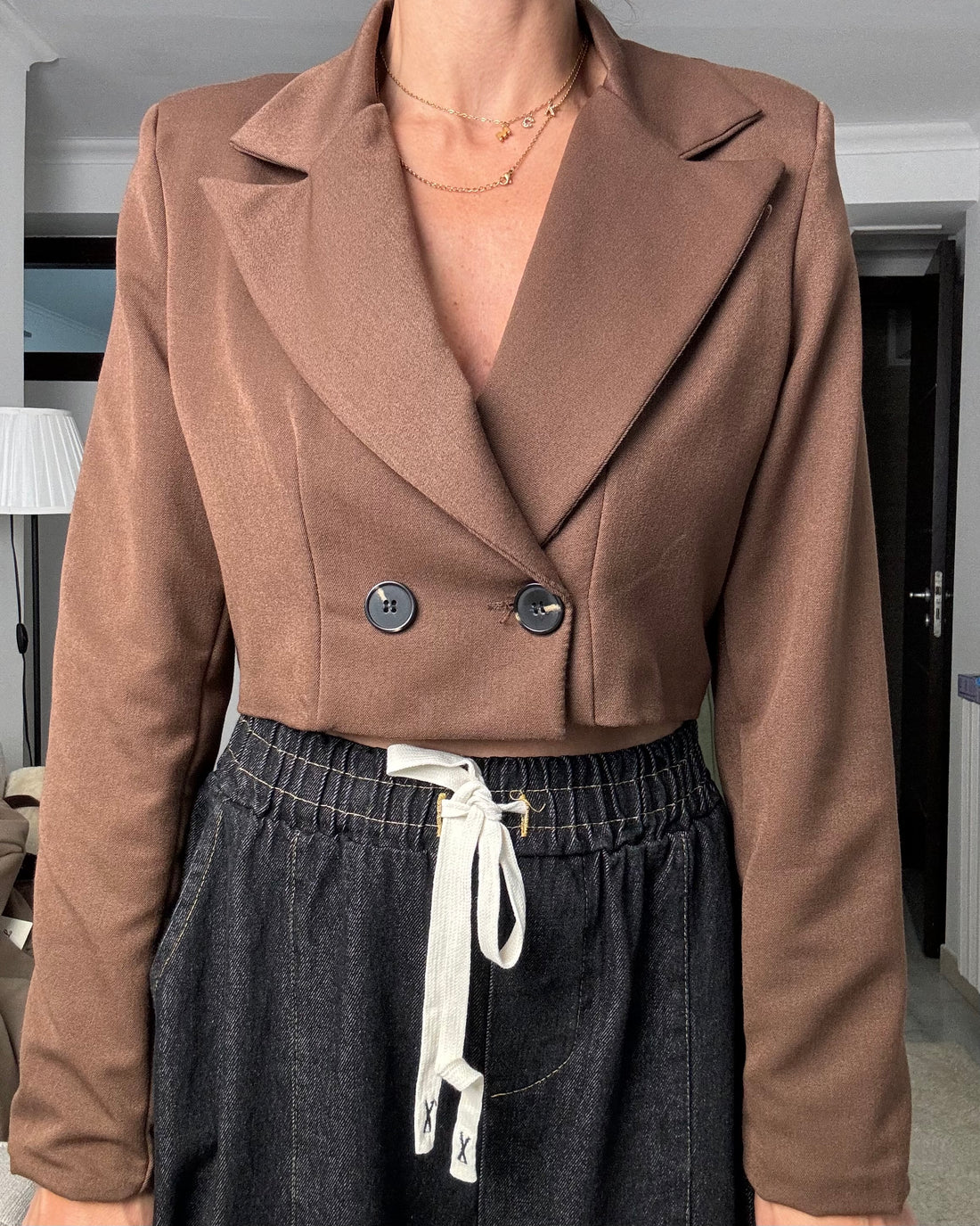 Blazer Crop cioccolato