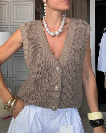 Gilet 100% filo di cotone fango
