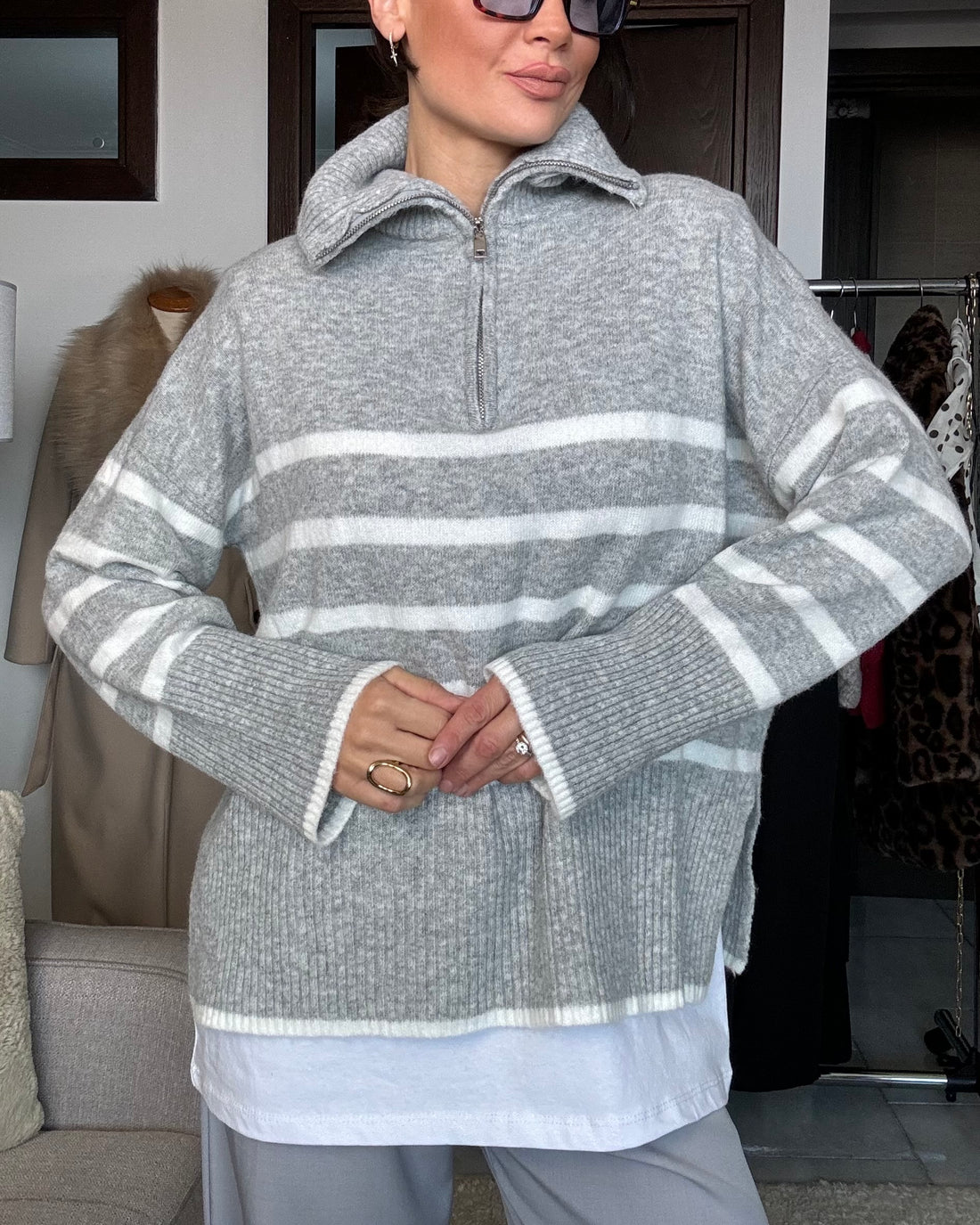 Pullover iceberg grigio pastello misto lana