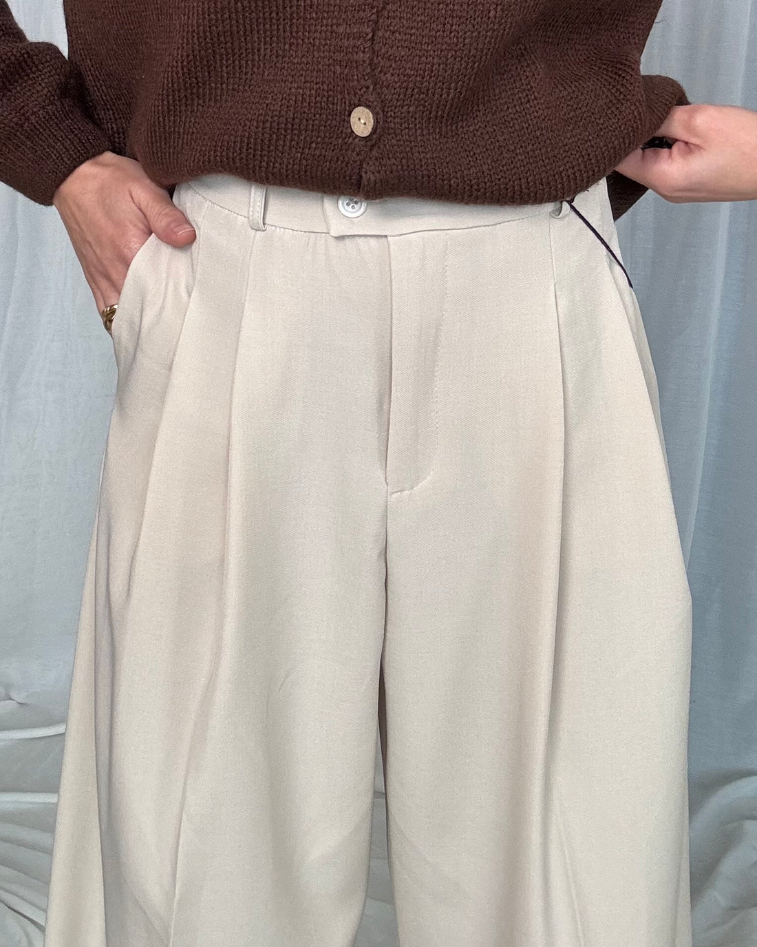 Pantalone classico fit uomo sartoriale burro