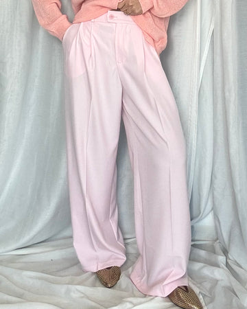 Pantalone classico fit uomo sartoriale rosa chiaro pastello