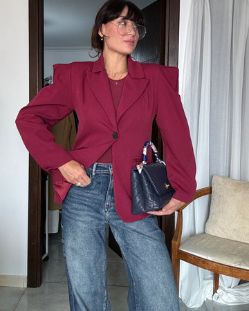 Blazer spallina strutturata borgogna