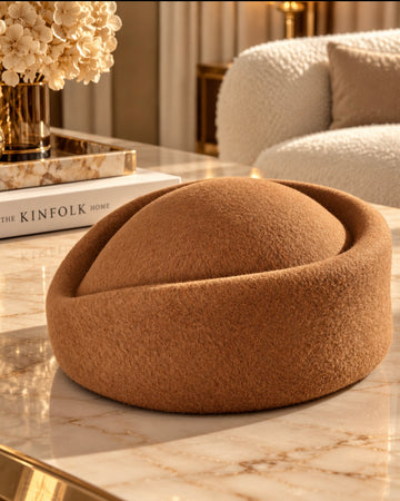 Cappello cloche tessuto caldo camel