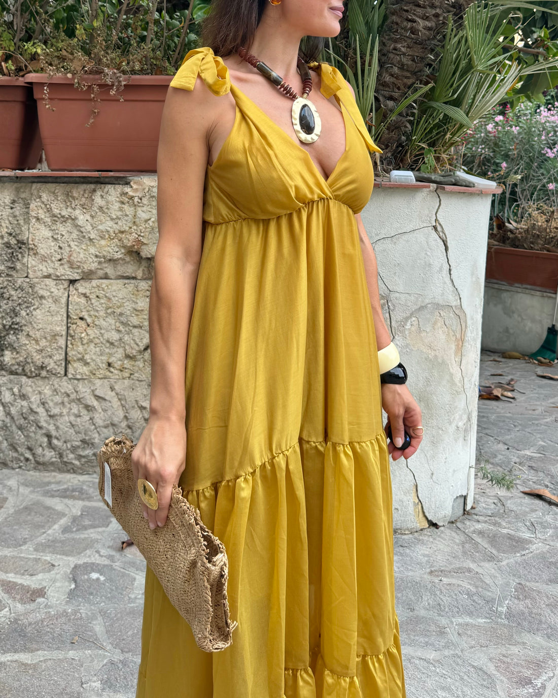 Abito in tencel ocra
