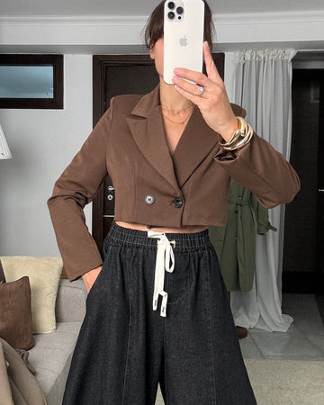 Blazer Crop cioccolato