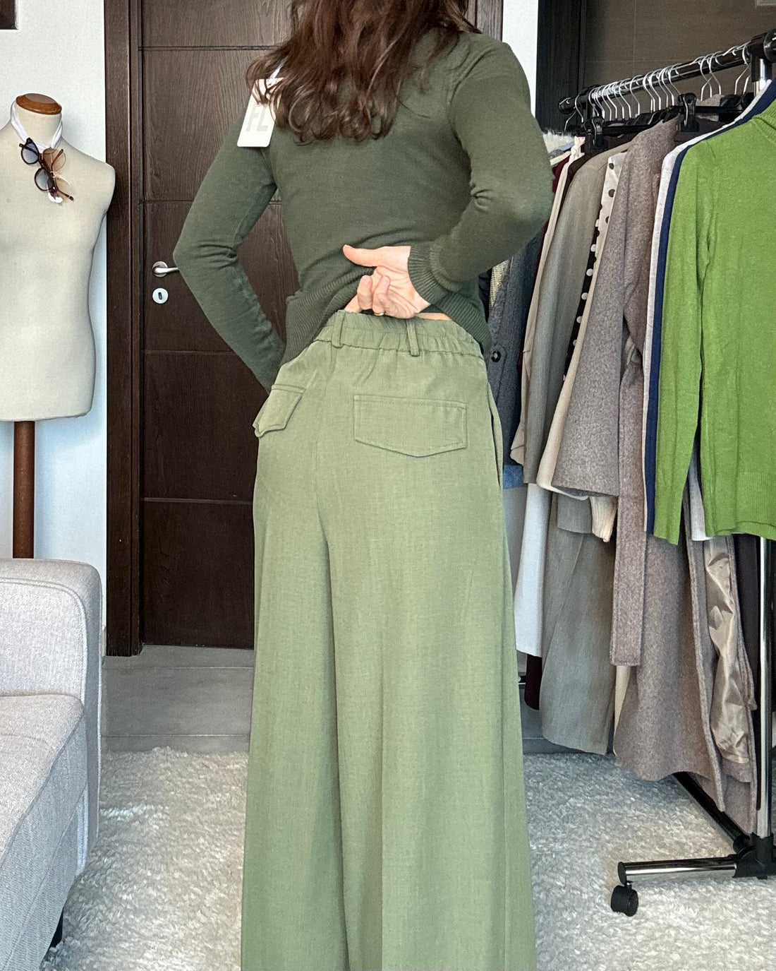 Pantalone classico  fit uomo verde