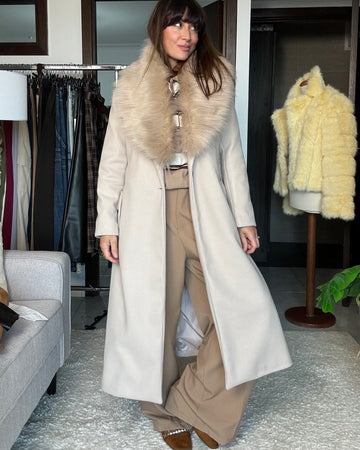 Cappotto ghiaccio con collo eco pelliccia  rimovibile