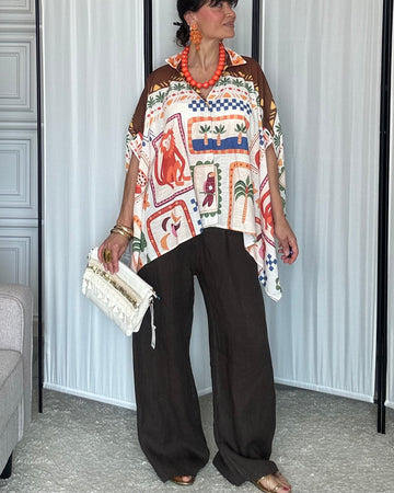 Camicia kimono Rio tropical chic misto lino