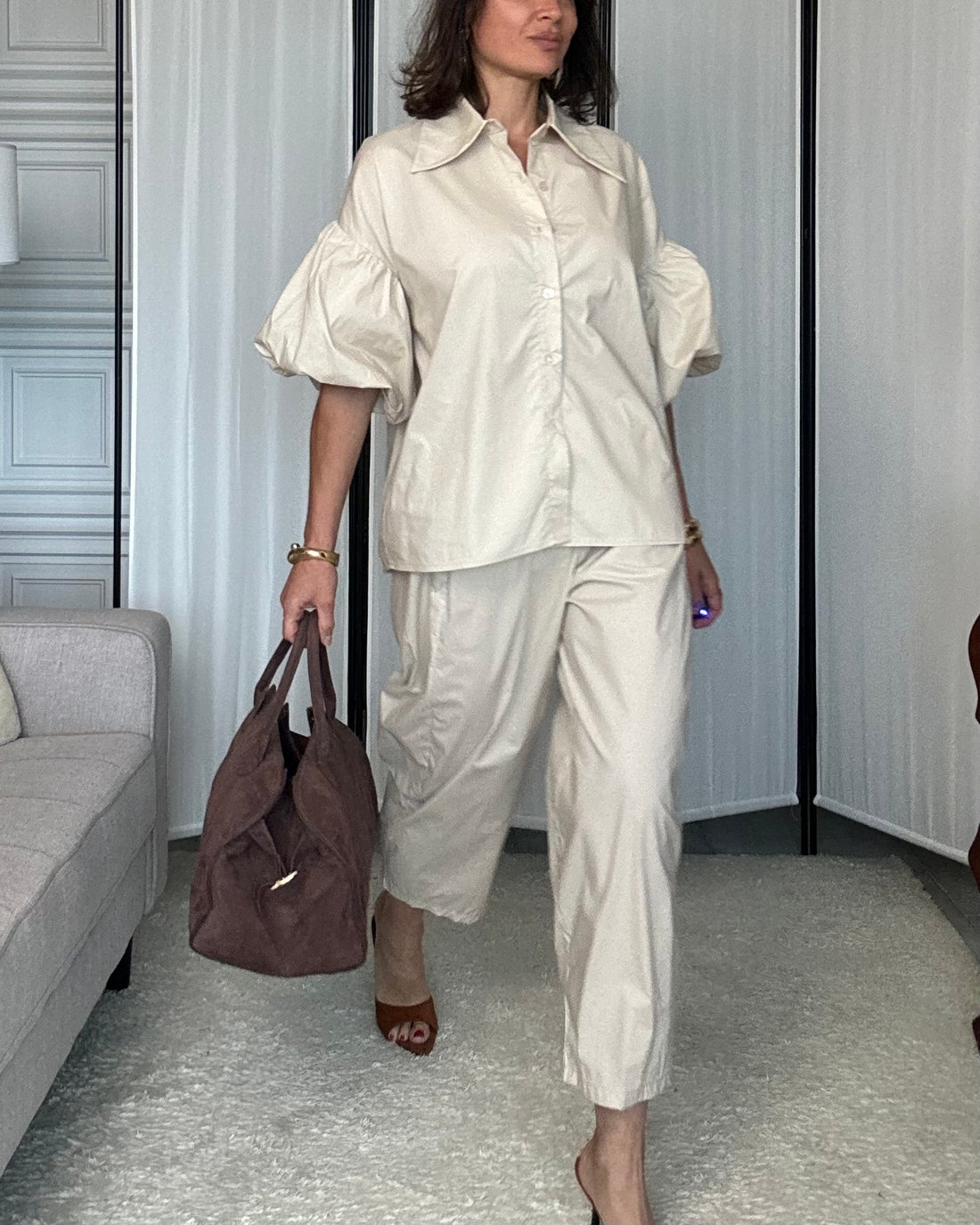 Coordinato Savana beige chiaro 100% fresco cotone