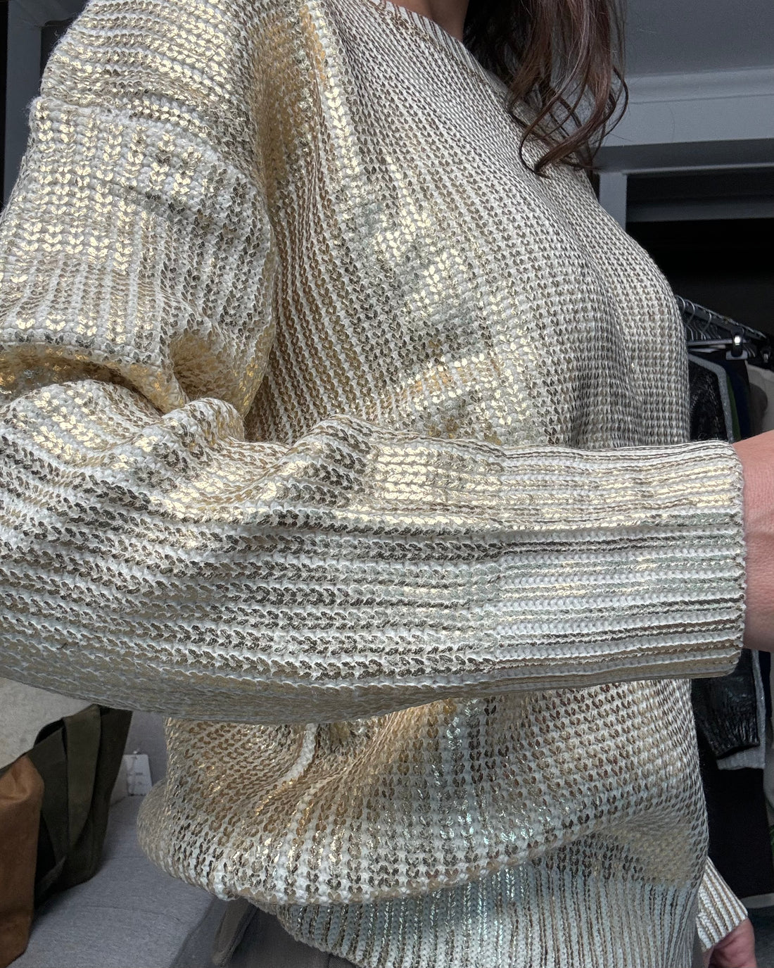 Pullover laminato oro