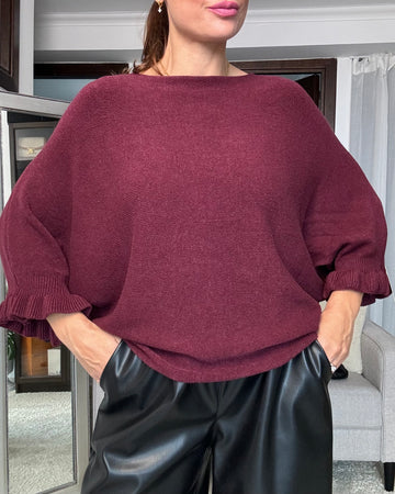 Pullover scollo a barca Borgogna