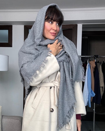 Stola Maxi misto lana grigio   140cmx 140cm