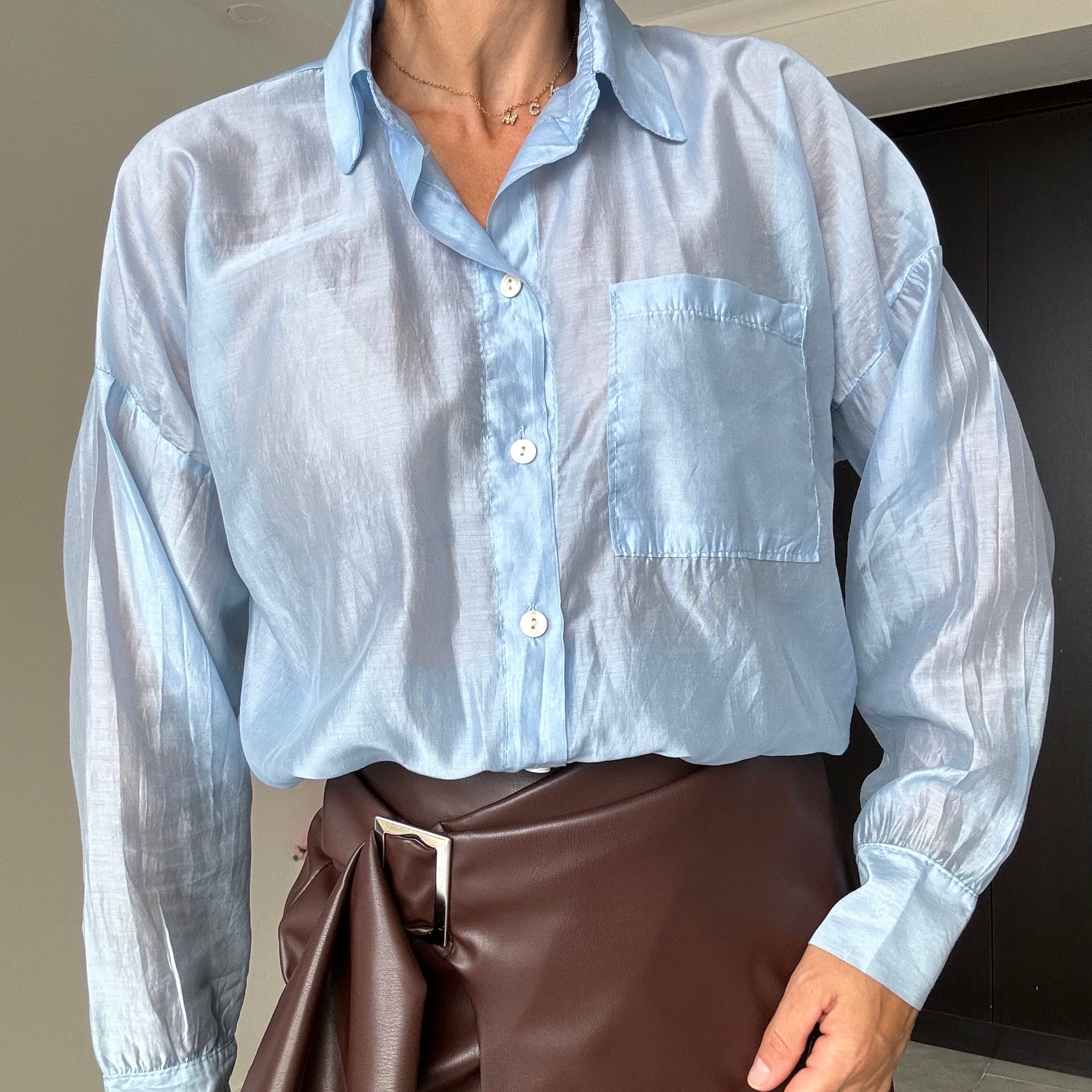 Camicia organza azzurra