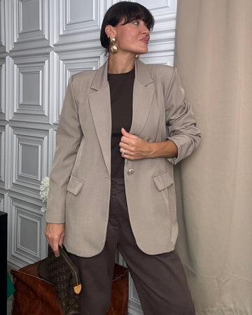 Blazer monopetto “taglio uomo “sartoriale fango