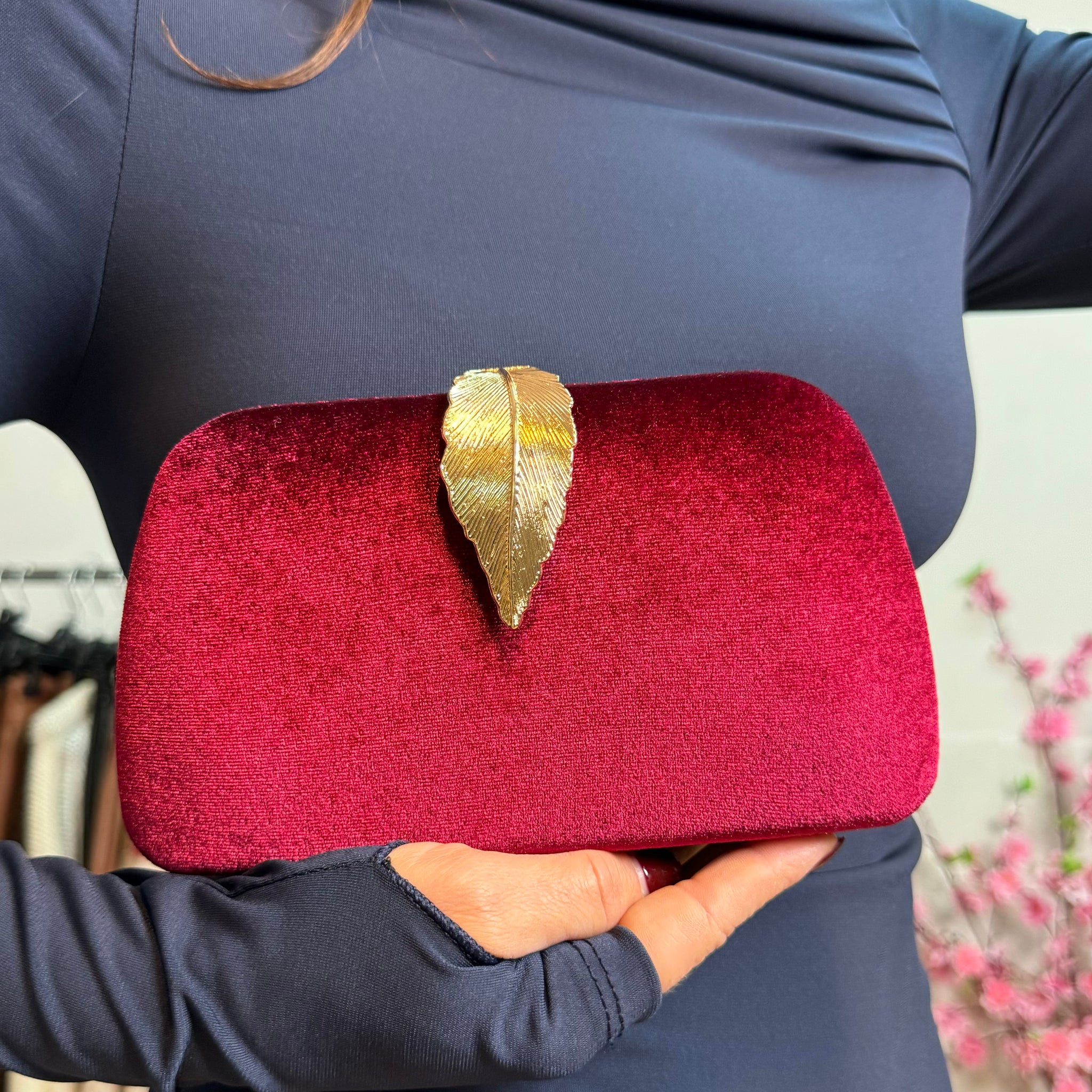Pochette velluto Atene Bordeaux