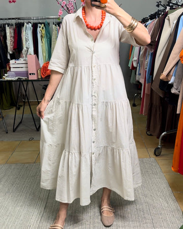 Abito Carmen burro 100% fresco cotone