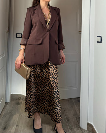 Gonna satin leopardata