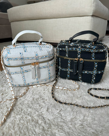 Bauletto bouclè bianco e nero